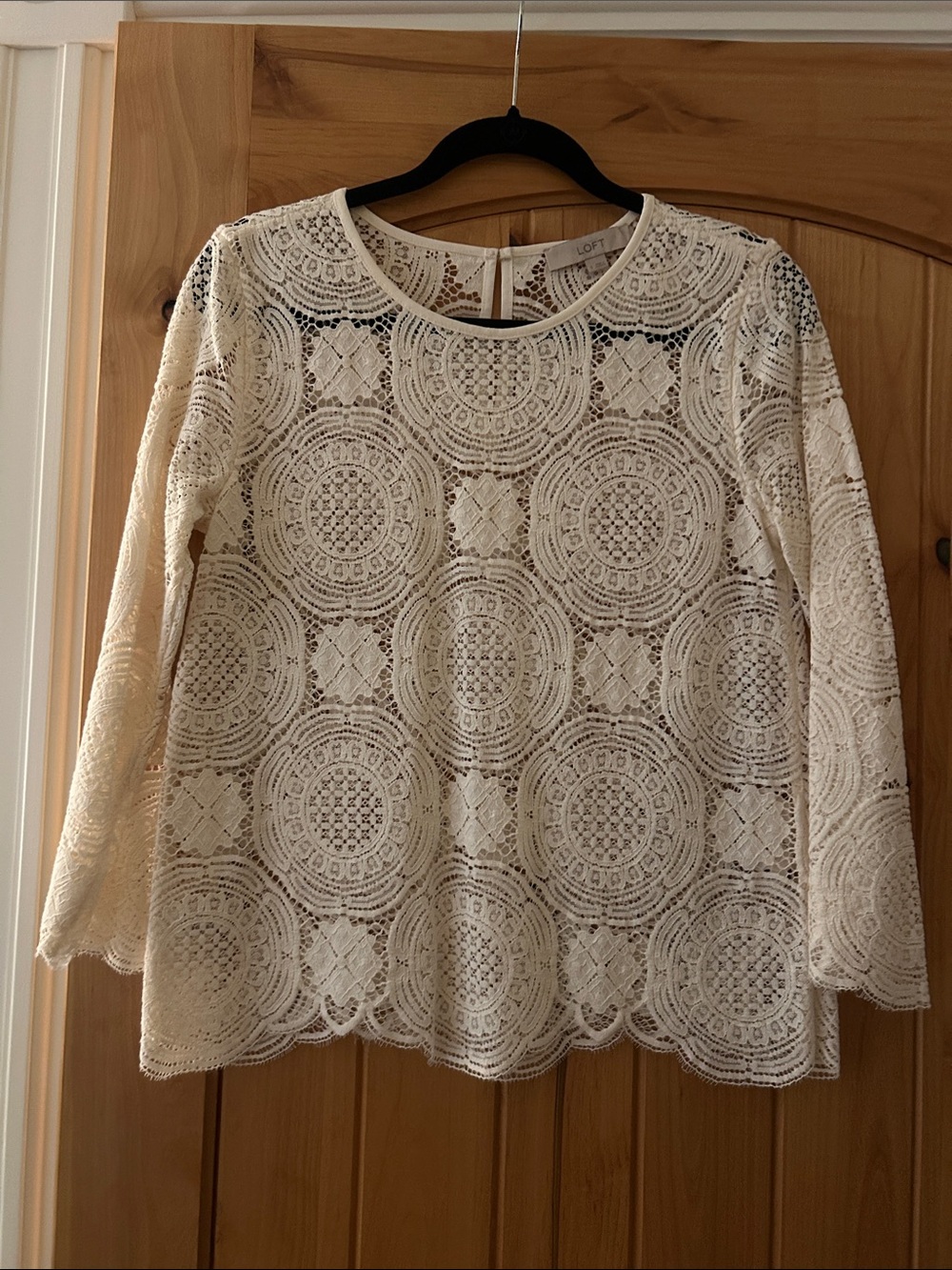 LOFT Ivory Lace Long Sleeve Blouse